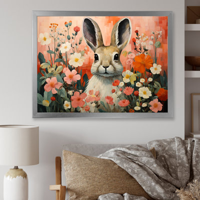 Art de mur de lapin rose