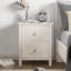  Farmhouse 2 Drawer Home Bedroom Nightstand w/Embossed Flower Motif, White