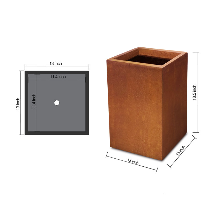 Rosston Pot Planter, Faux Weathering Steel, 20' H x 9' W x 9" D