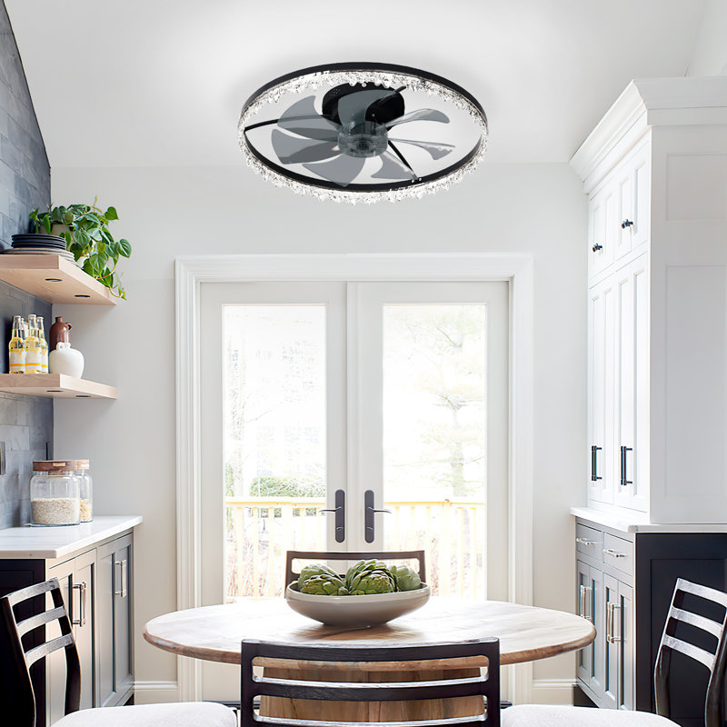 24" Smart Silent Flush Mount Ceiling Fan With Light – Invisible Blades, Remote & Timer, 23.6"