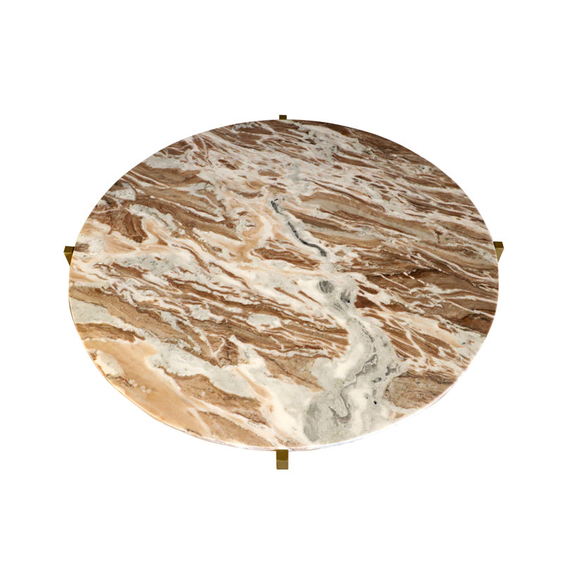 Coffee Table | Brown Marble Coffee Table with Grey Metal Frame for Living Room Decor | 17", Brown