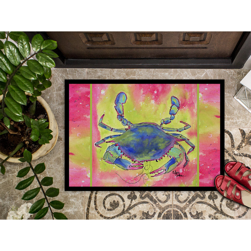 Tapis de porte d’intérieur anti-dérapant rose clair et crabe, Rectangle 2 pi x 3 pi