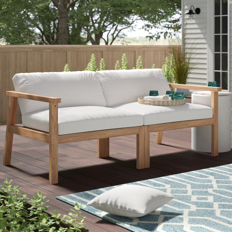 Muret Outdoor Patio Teak Wood 2-Seater Loveseat
