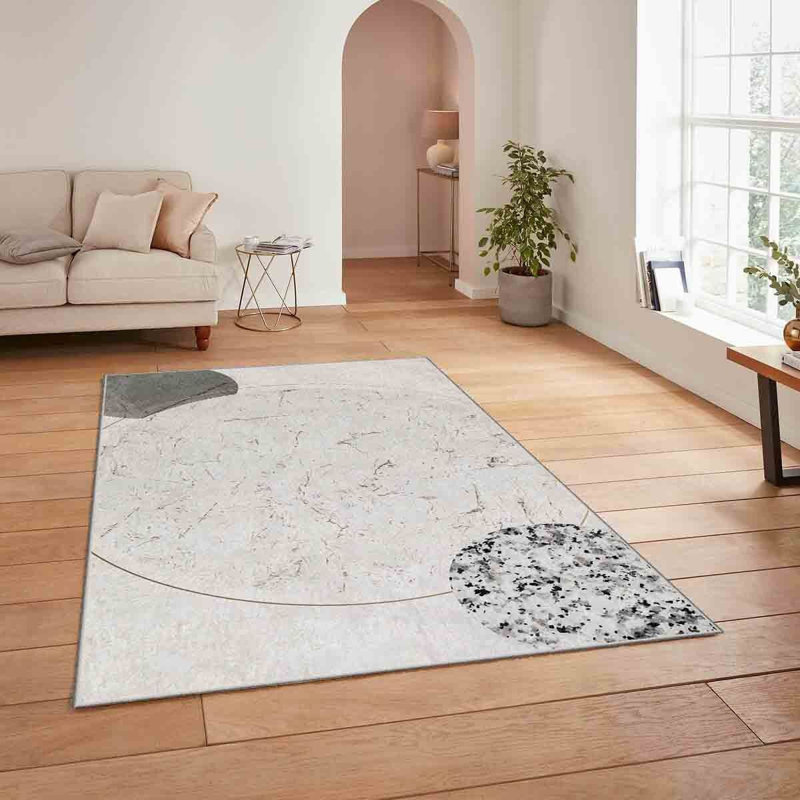 Soft Woven Area Rug, 100% Polyester, 31.5 x 55.1 inches | 740 g/m², Non-Slip Felt Dot Underside, Machine Washable | Low Pile Height: 0.16 inches, Perfect for Living Room, Bedroom, and Dining Areas
