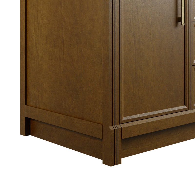 Bellshire 48" W Single Vanity w/FreePower Wireless Charger, Ethereal Noctis Silestone, Honey Oak
