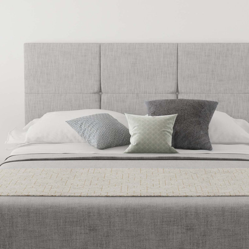 Kellen Upholstered Headboard, Double (4'6), 100% Cotton Storm