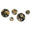 Or et bleu sarcelle Royal Flower Gardens - ensemble d'art mural rond abstrait glamour