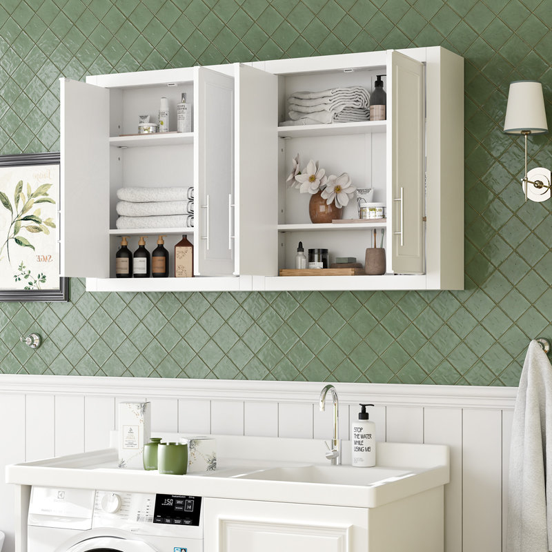 Armoire de rangement moderne avec tablettes réglables, Blanc