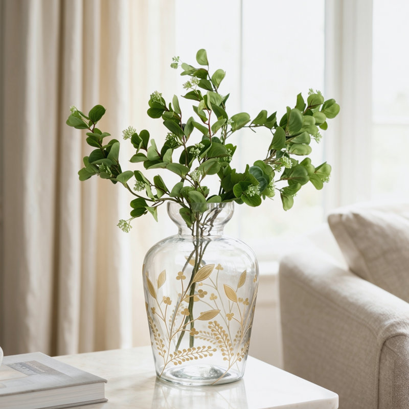 Vase en verre doré, P 7,9 po x 12,6 po