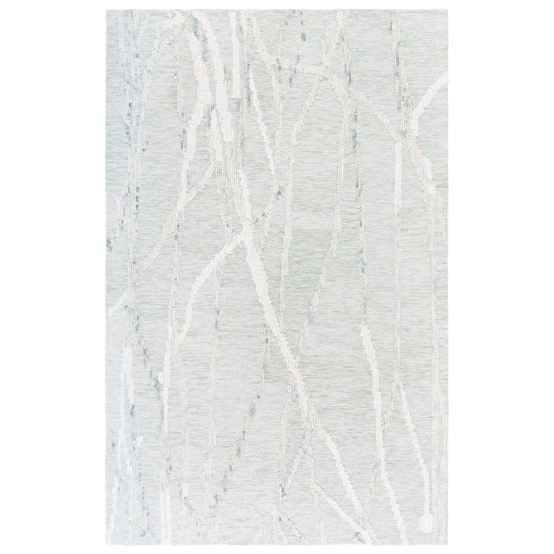 Harvest 303 Hand Tufted Wool; Cotton Abstract Rug in Sage/Ivory, Rectangle 4' x 6'