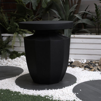 Table de jardin H 20,3 ", faux moderne, table d'appoint robuste et d'extérieur - avec