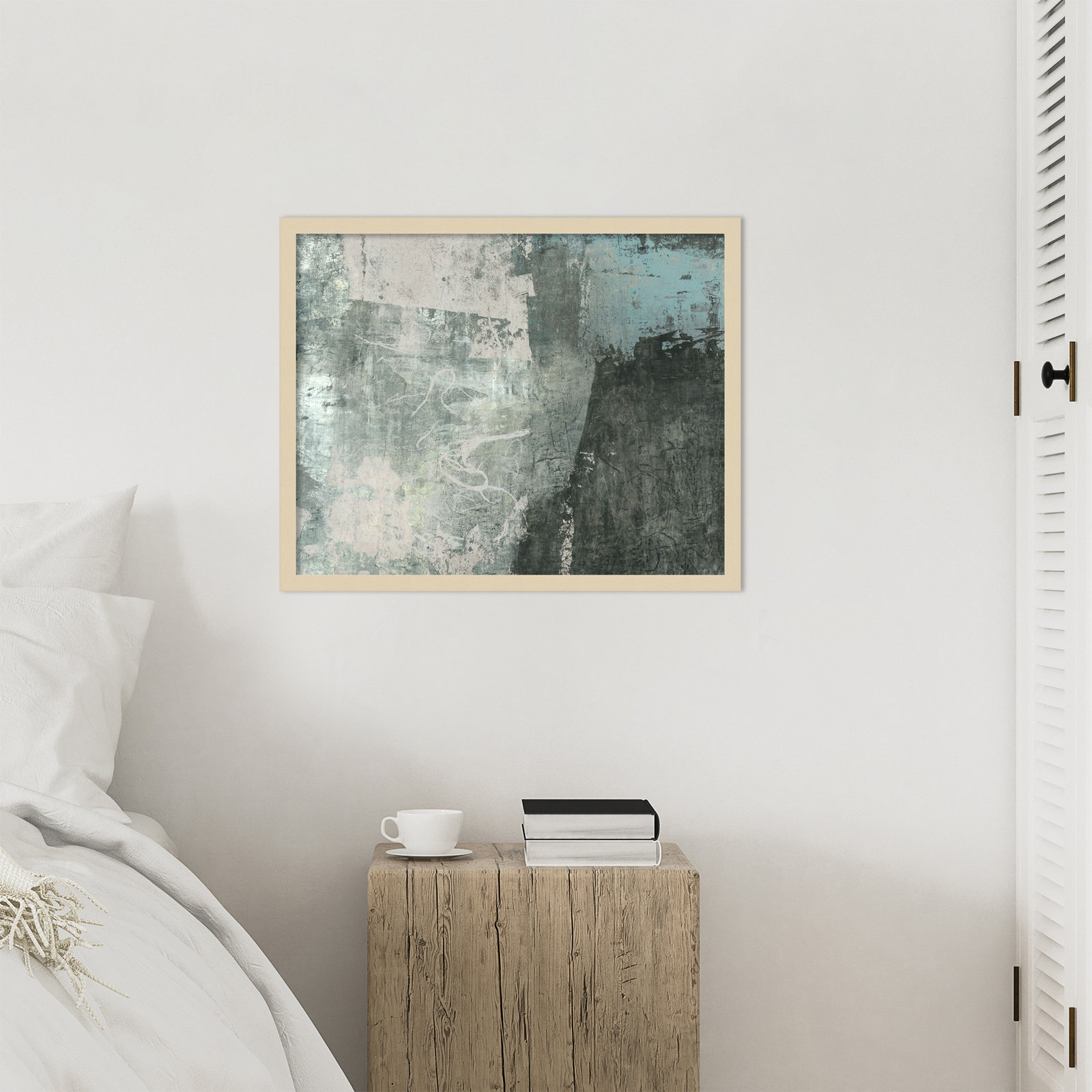 Fresno "Black and Grey and Blue I" Print, 21" H x 25" W, Brown