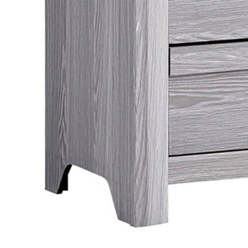 Commode haute Laide avec 5 tiroirs, poignées coupelles, placage gris