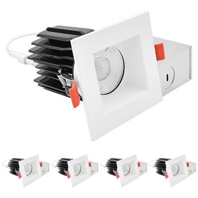 LuxRITE 3 po Projecteur DEL sans cadre à DEL + garniture carrée blanche, 5 carats, Twist N 'Lock, 15 W, 1250LM, CRI90, à intensité variable, faisceau de 38 °, IC et humide