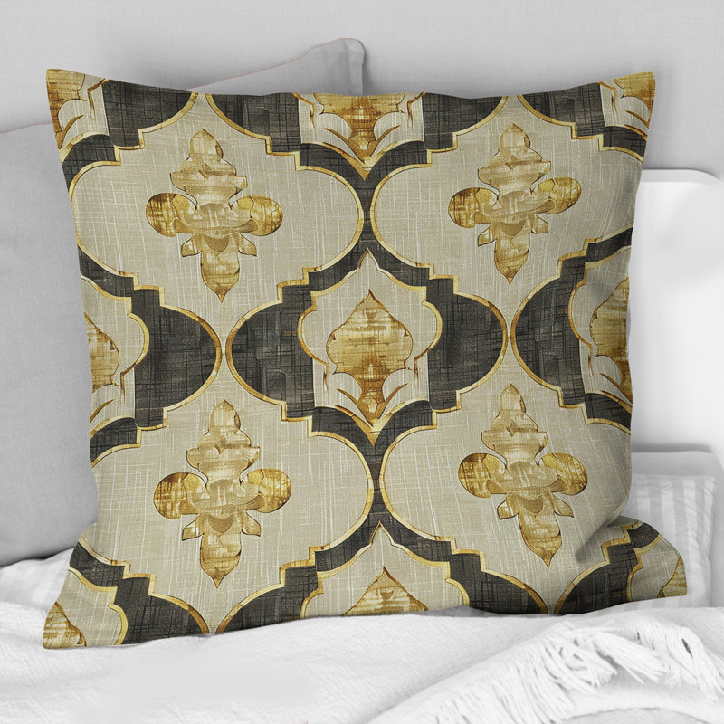 Coussin décoratif beige Mid-Century Quatrfoil Glam - Mid-Century Beige, H 18 po x l 18 po