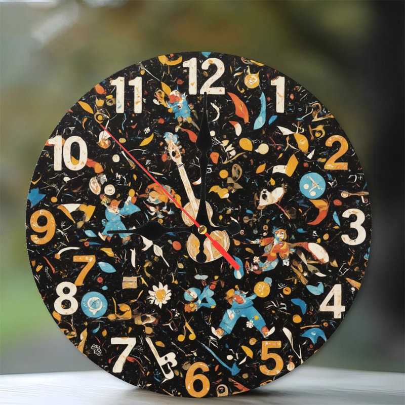 Horloge avec guitare et personnages