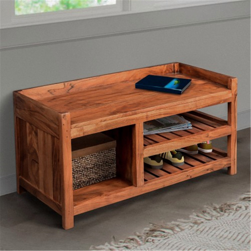 Banc de rangement en bois Ayane