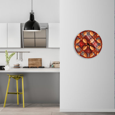 Horloge murale en verre trempé brun, horloge de style rétro, horloge d'art abstrait moderne, Mid Century