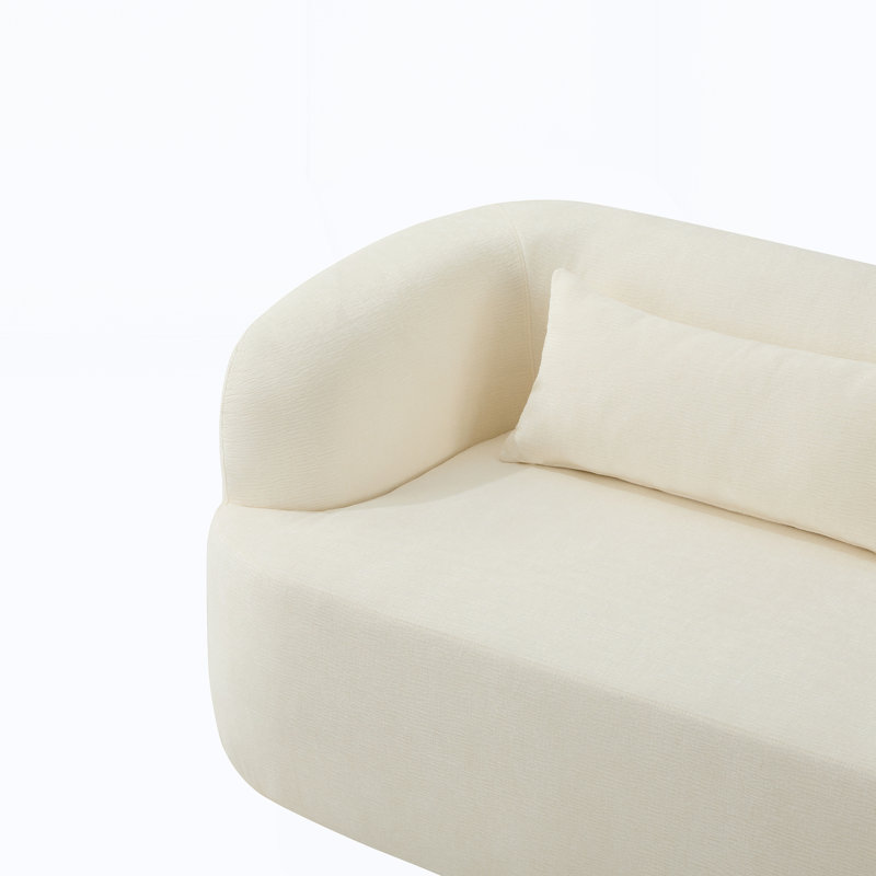 Boneless No Assembly Curved Cloud Couch With High-Density Foam, Blanc