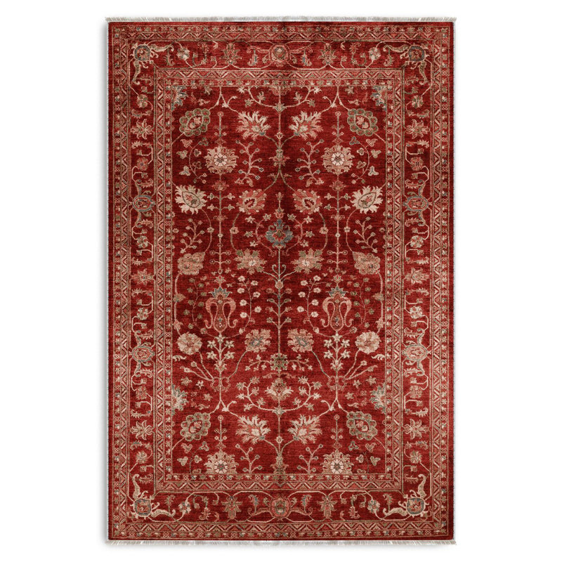 Tapis en chenille de coton rouge pastel Lacasa, Tapis de couloir 2 pi 8 po x 11 pi 6 po