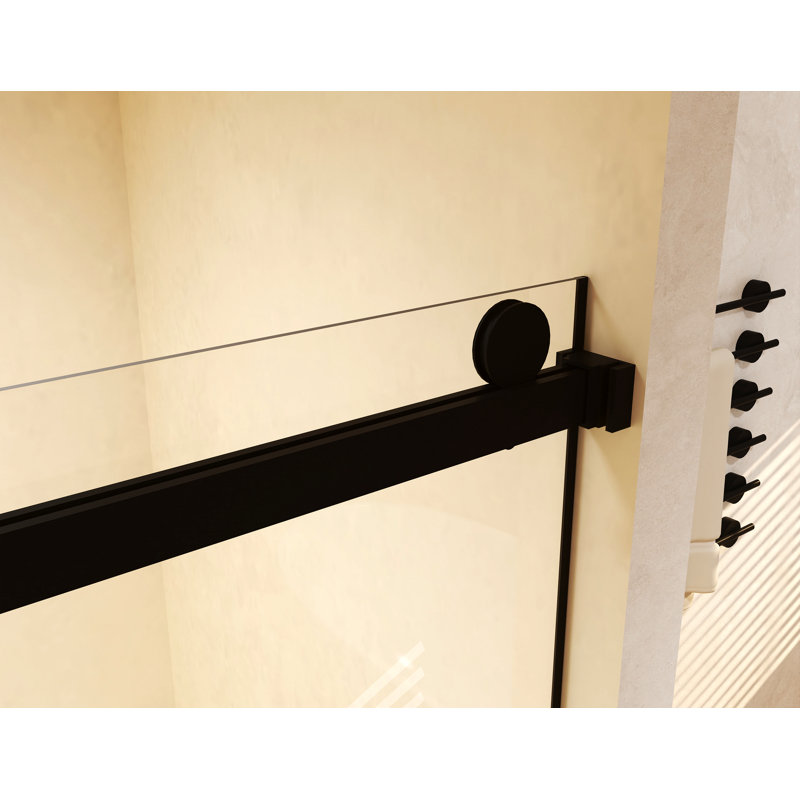 Frameless Double Sliding Shower Door 60 "W X 74" H, 5/16 "(8Mm) Tempered Glass, Explosion Proof Film, Stainless Steel Handle