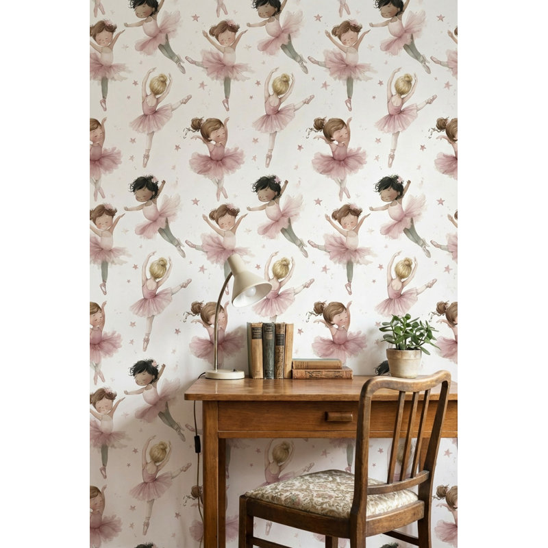 Adhésif mural fantaisiste amovible rose Ballerinas, Peler et coller