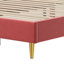 EU Double (140X200cm) Scalloped Shell Velvet Bed, Glam Upholstered Platform Frame With Gold Legs, Burgundy & Beige-1754401873