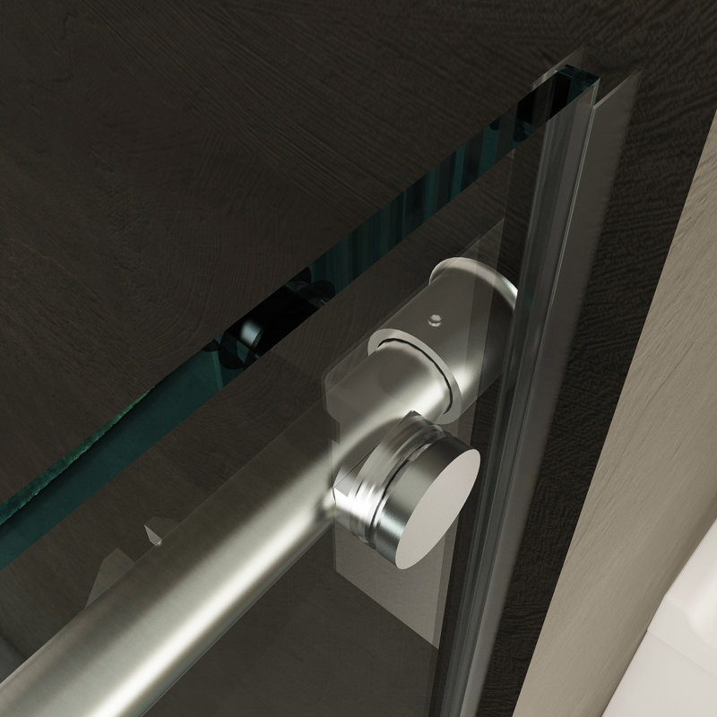 Porte de douche coulissante de 70 po h avec verre trempé de 8 mm, revêtement double face, finition et cadre en acier inoxydable anticorrosion, largeur réglable, lisse et silencieuse 56 po x l 5/16 po (8 mm), facile à nettoyer,