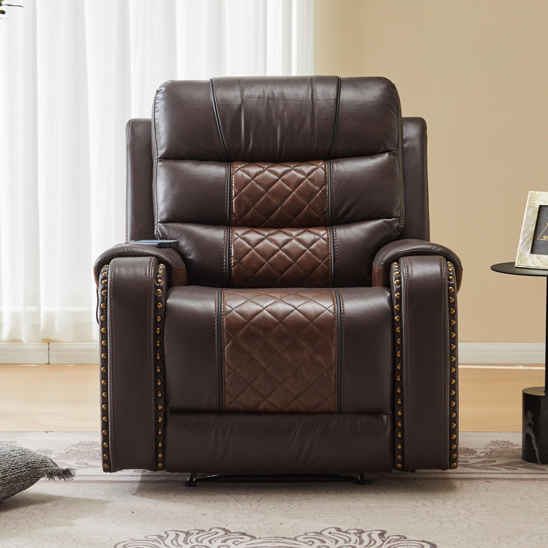 Abba Air Leather Manual Rocker Recliner, Brown
