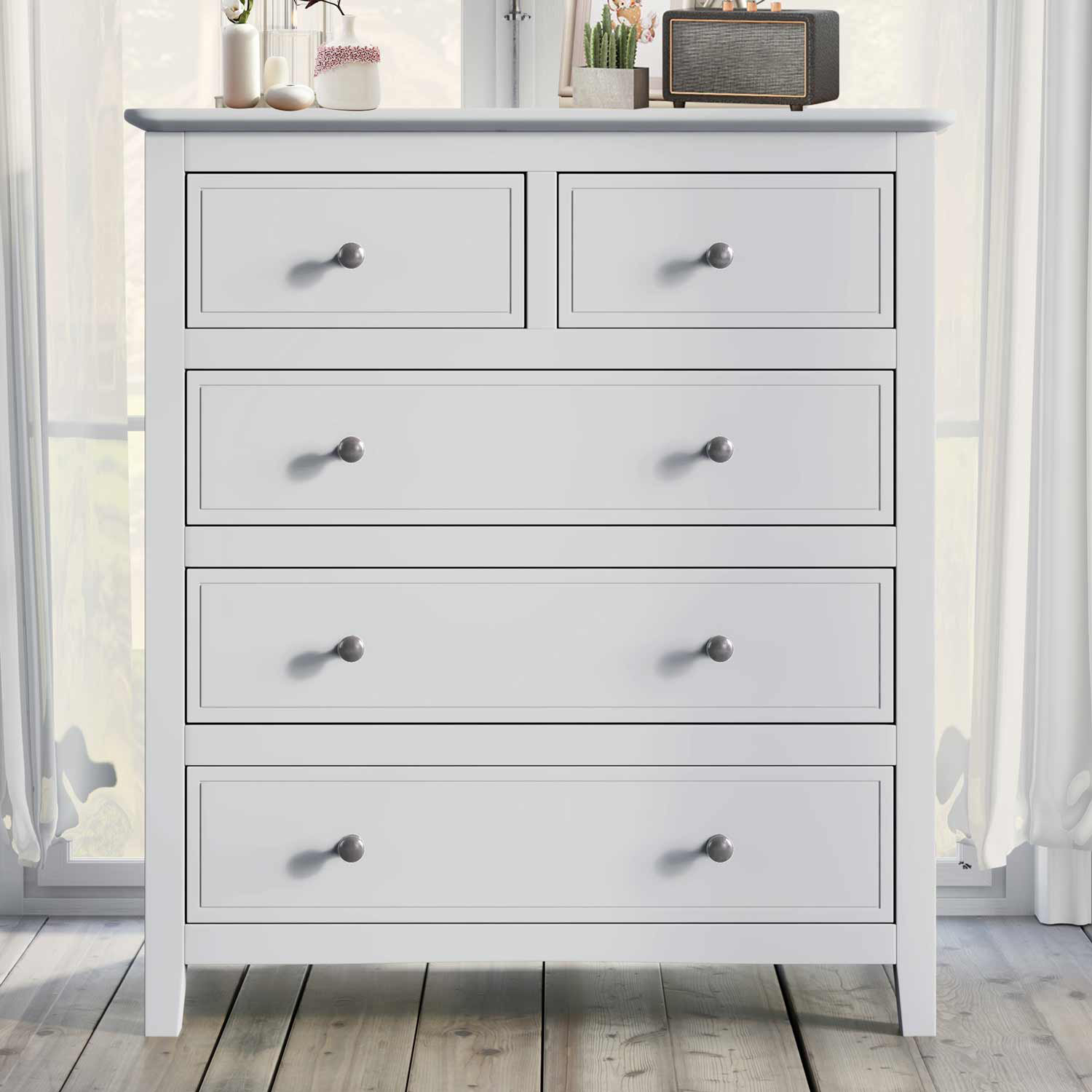 Aliauna Manufactured Wood 5 Drawer Chest Lark Manor Color: White