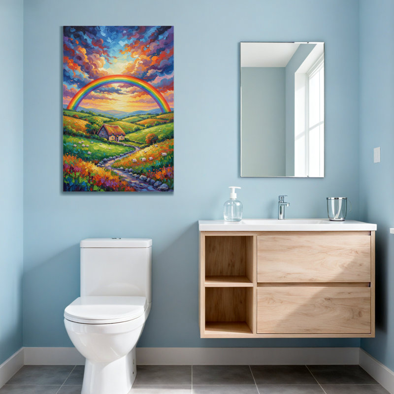 Paysage et nature Rainbow Over Cottage, H 48 po x l 32 po