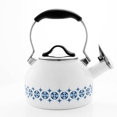 Le Creuset Noël Collection Whistling Kettle, White with Gold Knob