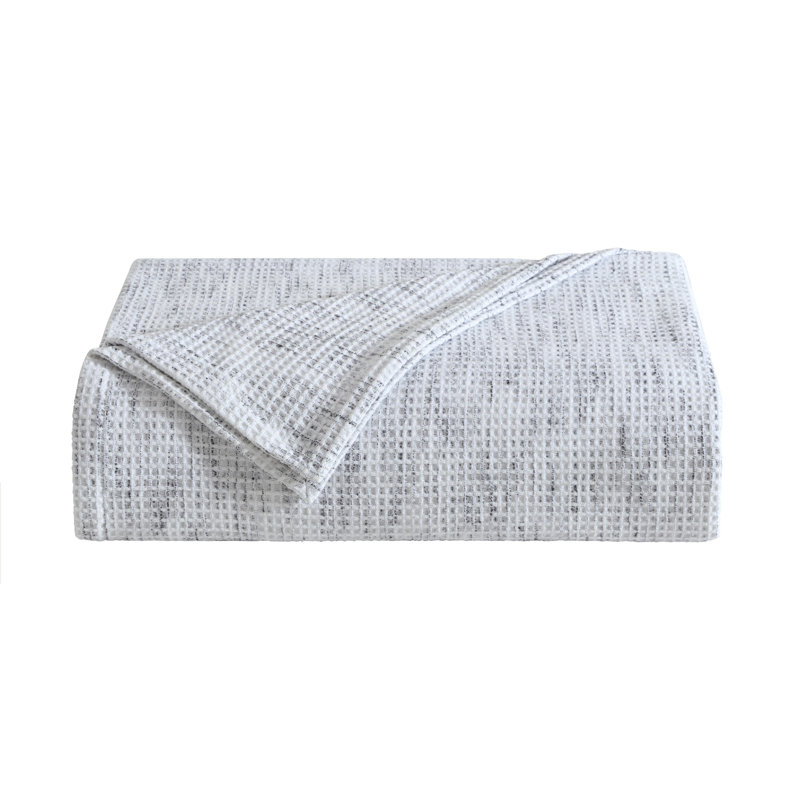 King White and Black Cotton Waffle Weave Blanket