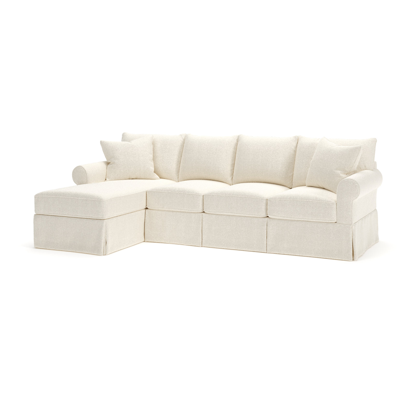 Amari Slipcovered Sectional with Sleeper Sofa, Left Hand Facing, Drusky Linen Sustain® Basketweave