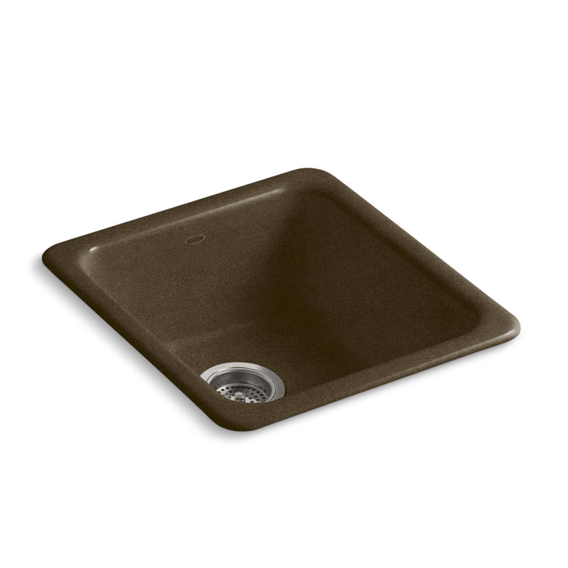 IronTones 17" L x 18-3/4" W x 8-1/4" Top-Mount/Under-Mount Single-Bowl Kitchen Sink, Black/Tan