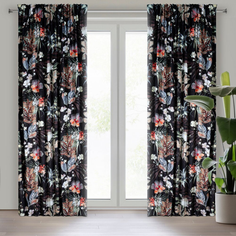 Alani Blackout Curtain Single Panel, Pink and black