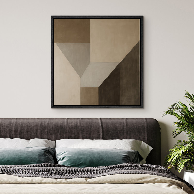 Reproduction d'art sur toile encadrée - paysage abstrait rétro pour décor de salon moderne à la ferme, H 16 po x l 16 po