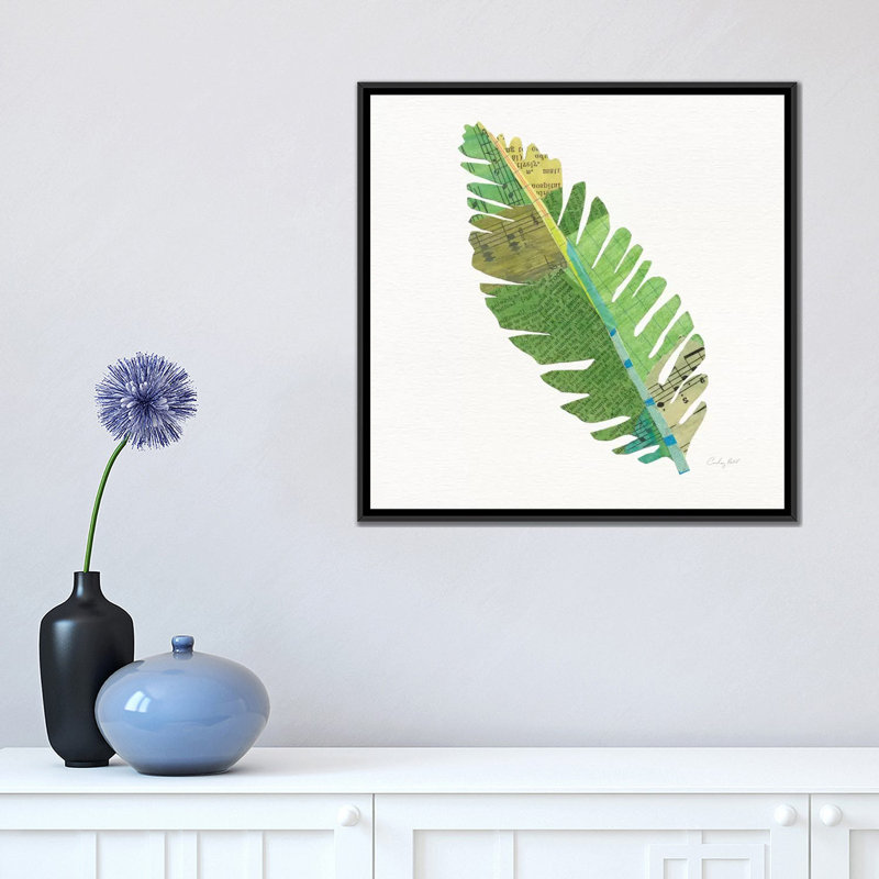 « tropical fun palms iv », impression sur toile, H 18 po x l 18 po x P 1,5 po, Toile avec cadre noir, Pas de tapis