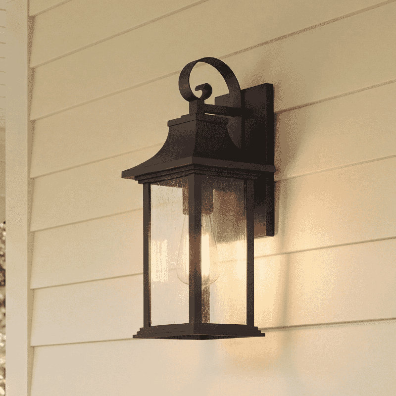 Hampshire Black Outdoor Wall Lantern, 17.25" H x 6.75" W x 7.5"D
