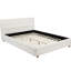 Grand lit plateforme à profil bas avec revêtement en polaire douce et grille - tête de lit, cadre pour chambre à coucher, bois franc d'ingénierie, cadre de chambre à coucher moderne à assembler requis, contreplaqué,