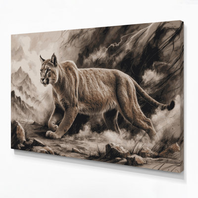«Big Cats Patagonian Puma», art mural sur toile grise