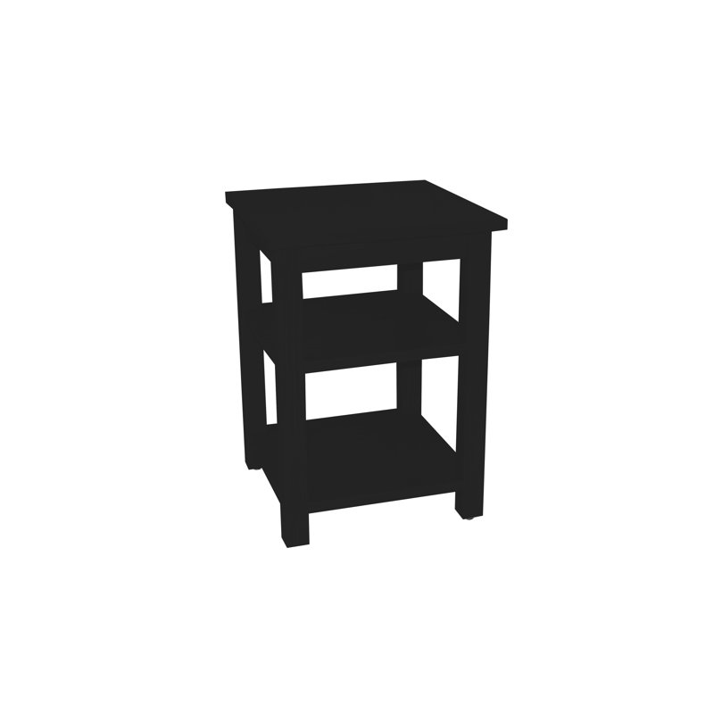 Table de chevet en bois massif Angeleque, Noir