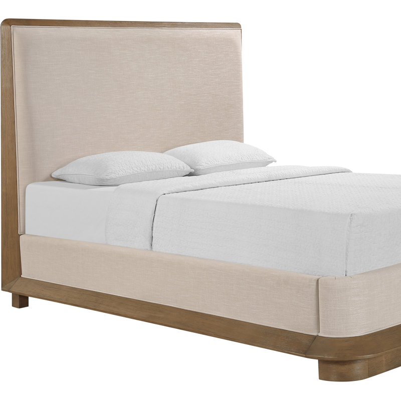 Lit tapissier en tissu Yulia, Brun, Grand lit