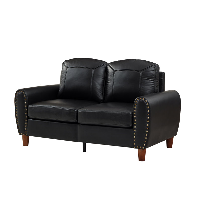 Causeuse en similicuir 58 po, Black