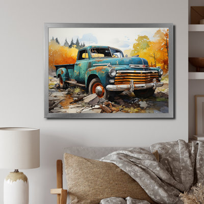 " Teal Vintage Pickup Automn Offroad I "