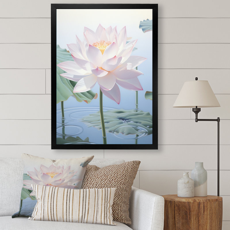 Lotus Minimalisme rêve sur toile, H 32 po x l 16 po x P 1 po, Cadre simple noir