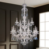 Sterling 15 Light 32in x 47in Two-Tier Chandelier in Silver with Clear Heritage Handcut Crystals