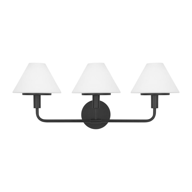 Kristin Large Sconce from Generation Lighting , 11" H x 27" W x 8.875" D, Midnight Black, 3 Lights