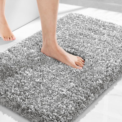 Bathroom Rugs 32x20 Inch, Extra Soft Absorbent, Light Gray And White