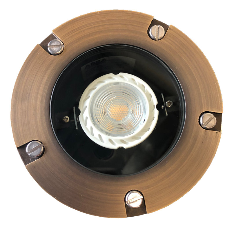UNB04 Underground Low Voltage Hardwired Well Light, Natural Brass